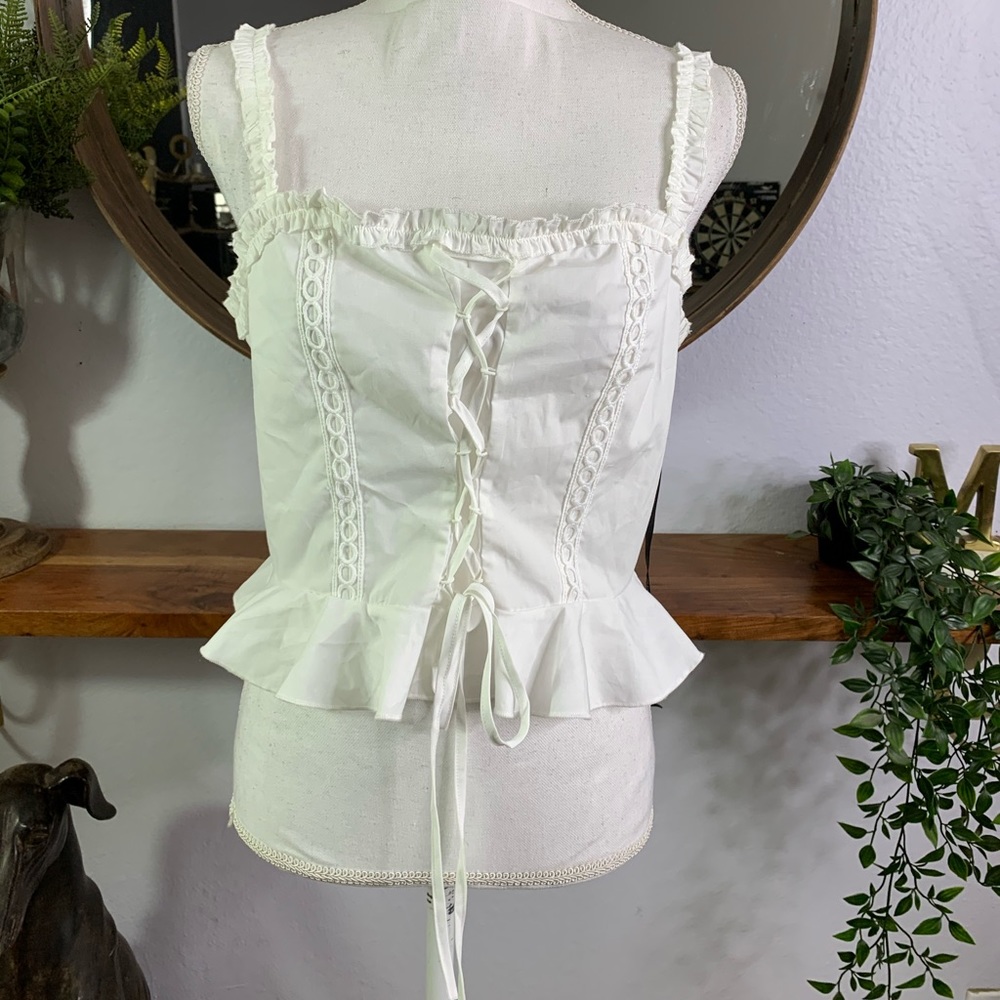 PrettyLittleThing White Corset Front Top NWT 10